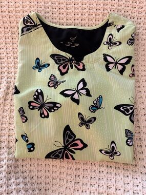 Light Green Butterfly Print Top - Women's Top